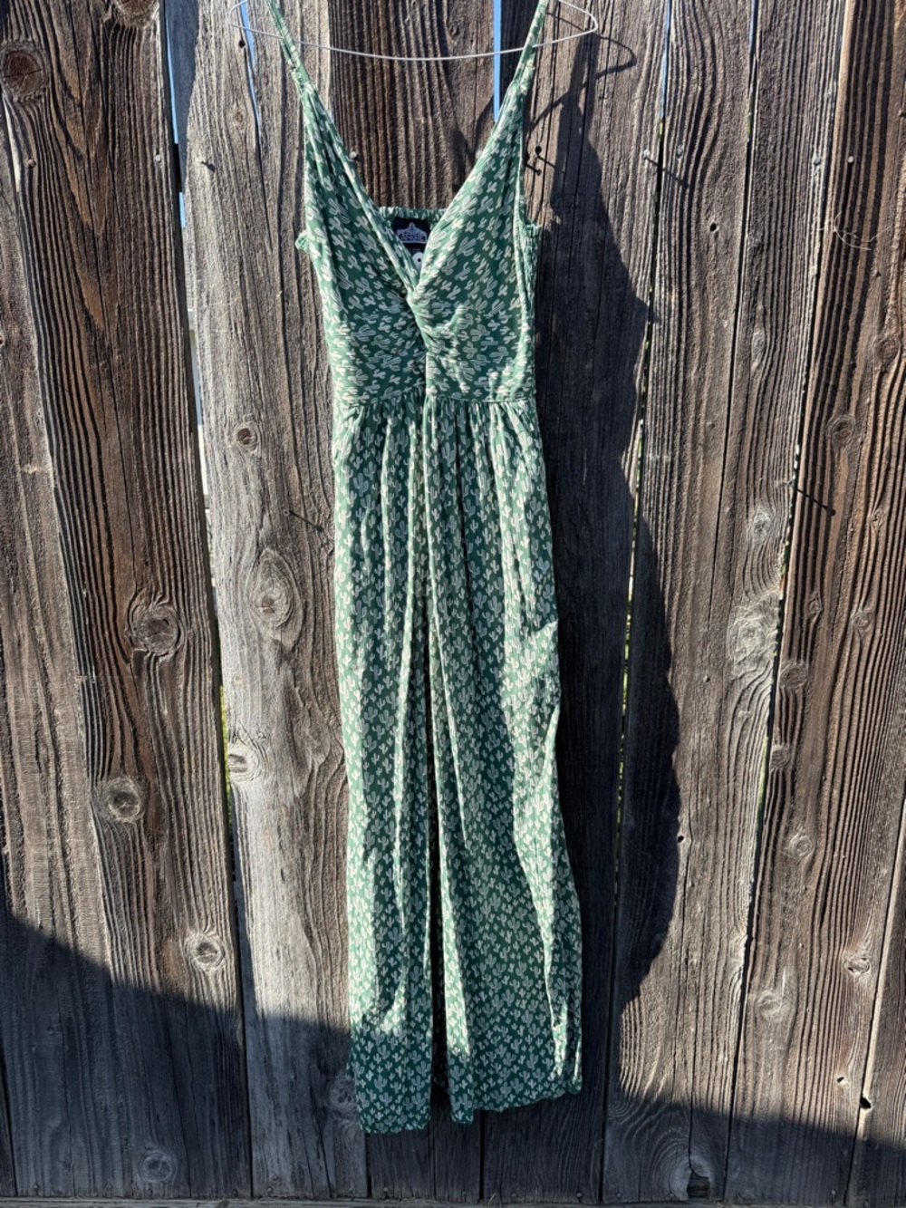 Green Cactus Printed Sleeveless Jumpsuit